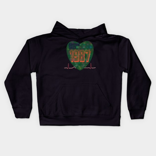 1987 - Beating Since (drum overlay) Kids Hoodie by KateVanFloof